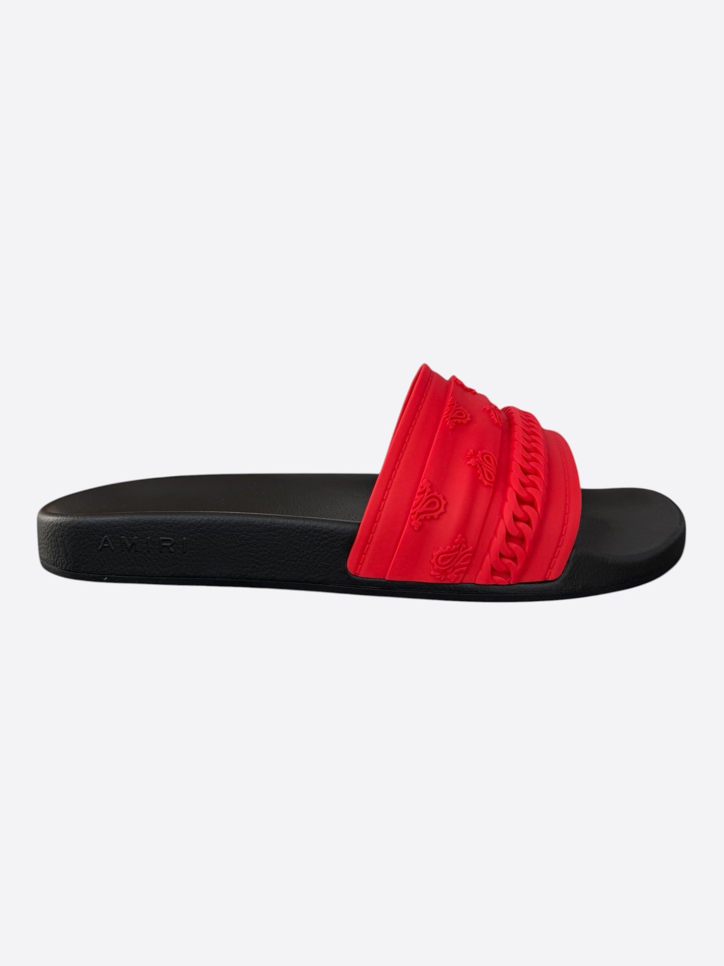 Amiri Red & Black Bandana Chain Slides