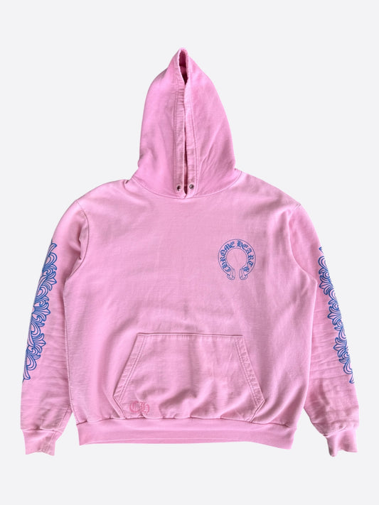 Chrome Hearts Pink & Blue Horseshoe Logo Hoodie