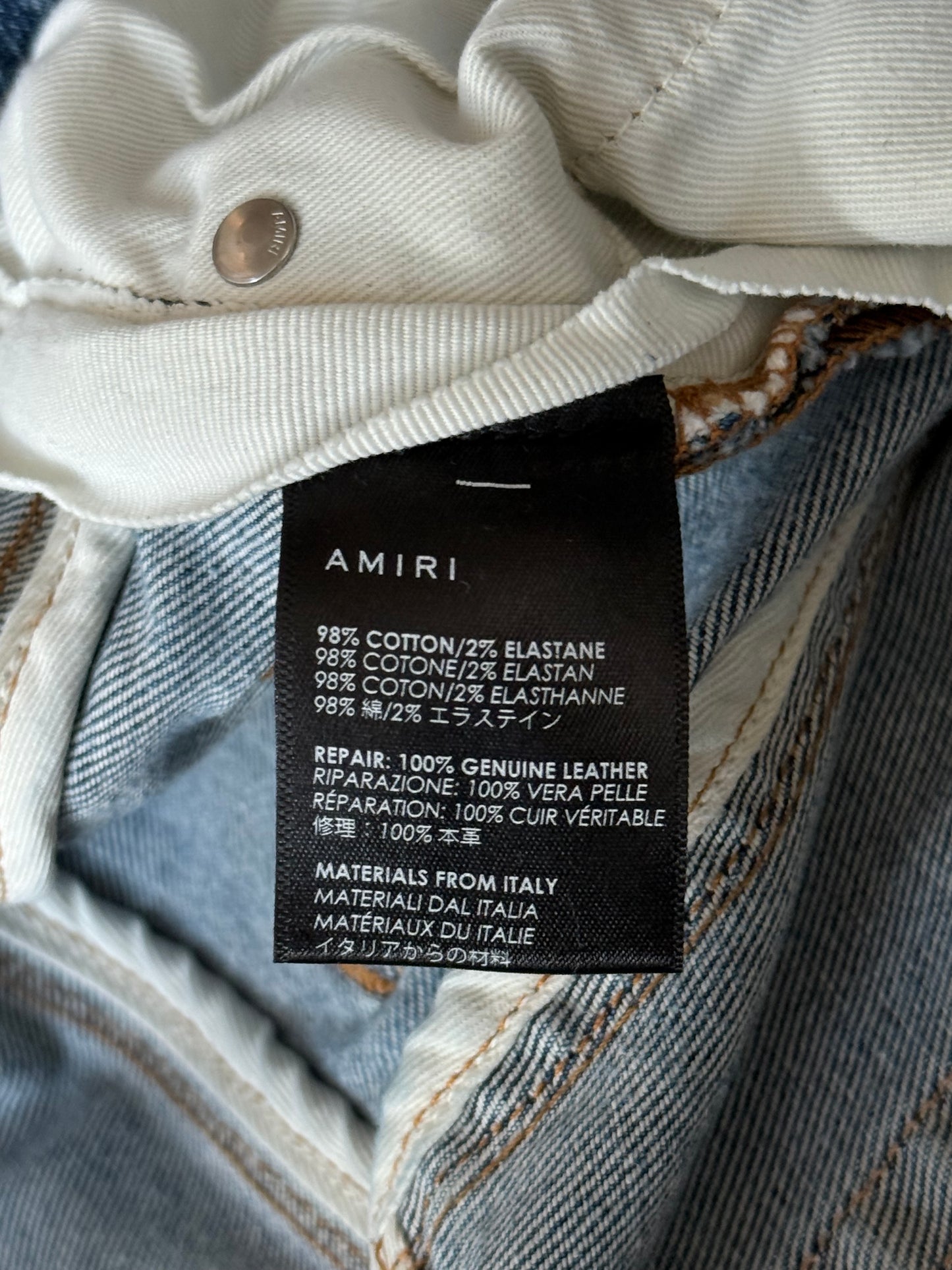 Amiri Stone Indigo & Black Suede Patch MX1 Jeans