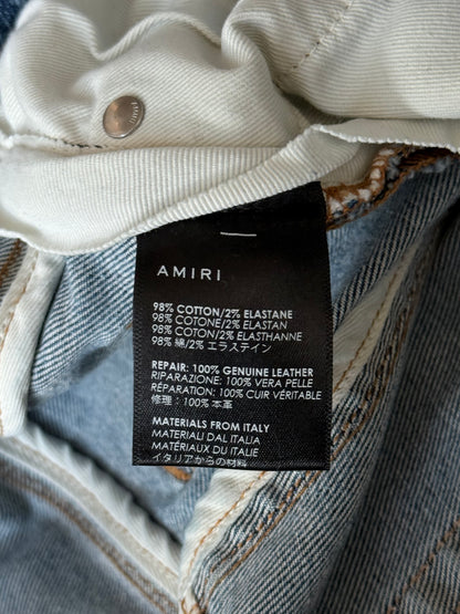 Amiri Stone Indigo & Black Suede Patch MX1 Jeans
