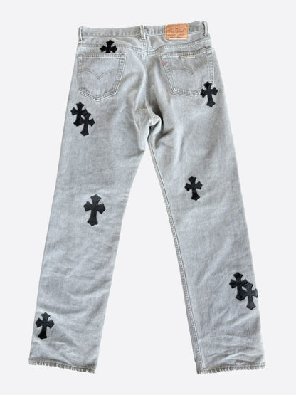 Chrome Hearts Levis Grey & Black Cross Patch Jeans