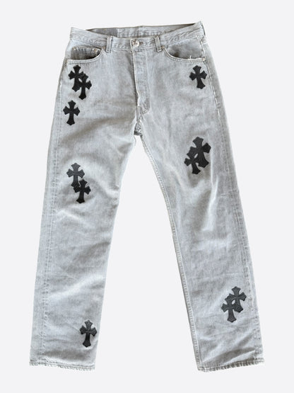 Chrome Hearts Levis Grey & Black Cross Patch Jeans