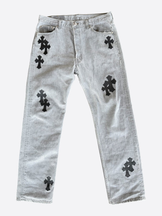 Chrome Hearts Levis Grey & Black Cross Patch Jeans