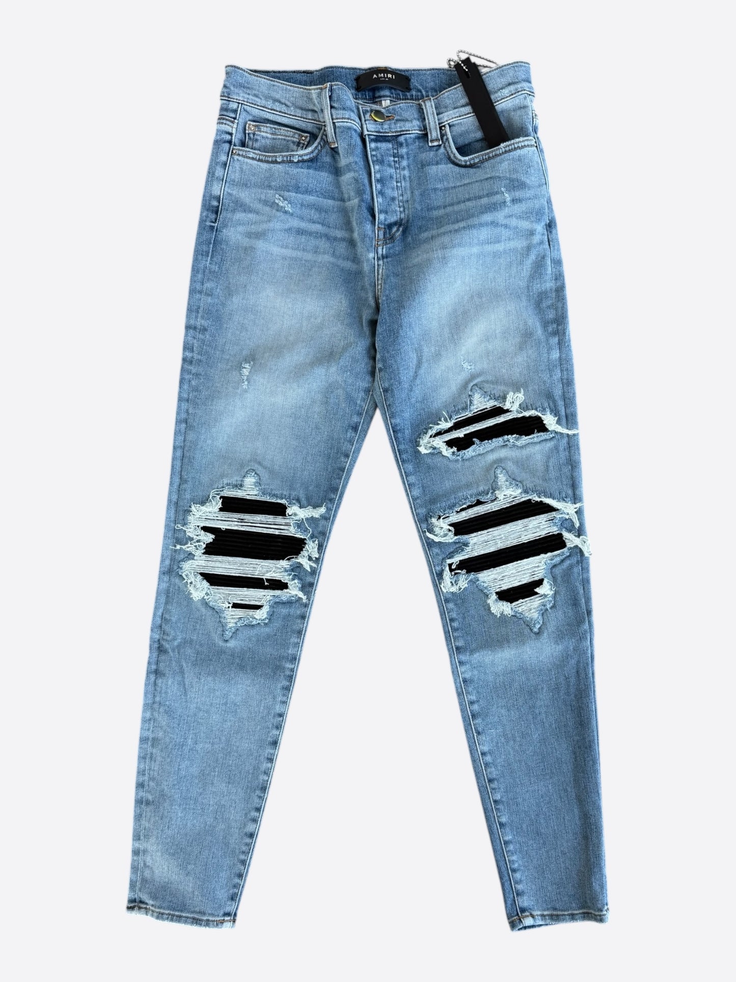 Amiri Stone Indigo & Black Suede Patch MX1 Jeans