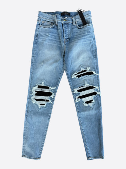 Amiri Stone Indigo & Black Suede Patch MX1 Jeans
