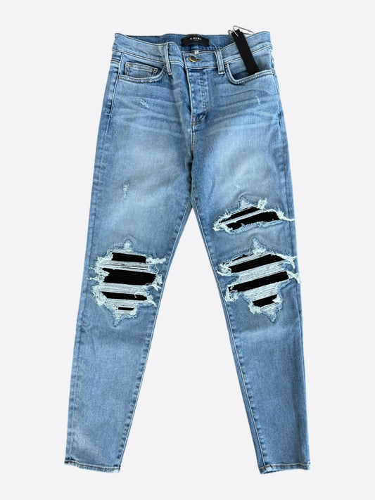 Amiri Stone Indigo & Black Suede Patch MX1 Jeans