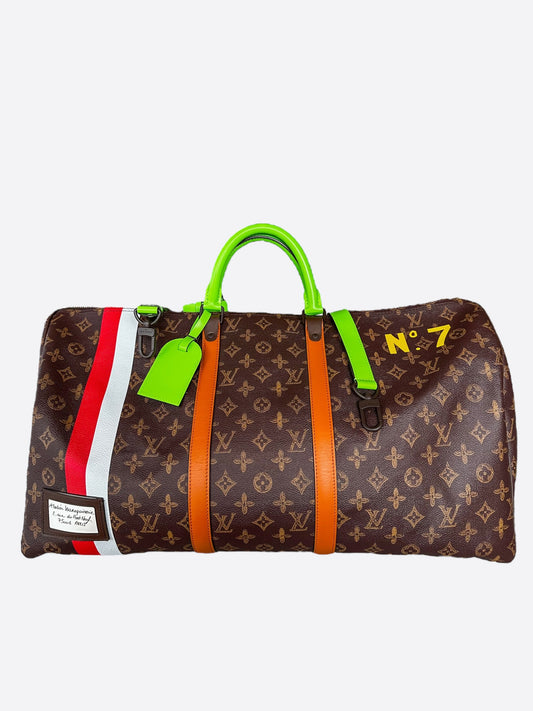 Louis Vuitton Brown Monogram Striped Keepall 55