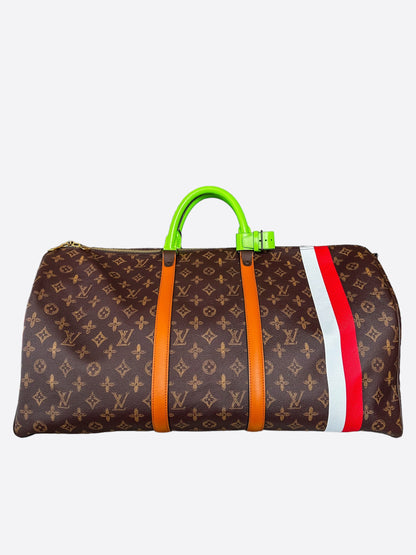 Louis Vuitton Brown Monogram Striped Keepall 55