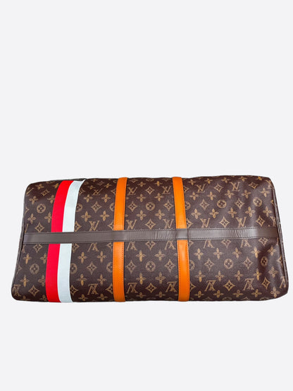 Louis Vuitton Brown Monogram Striped Keepall 55