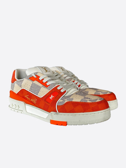 Louis Vuitton Orange Damier Azur Trainers