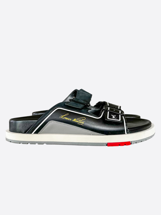 Louis Vuitton Black & Grey Trainer Mule