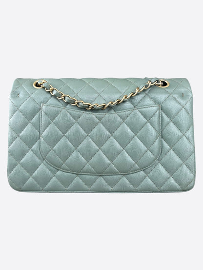 Chanel Green Quilted Caviar Medium Flap Bag