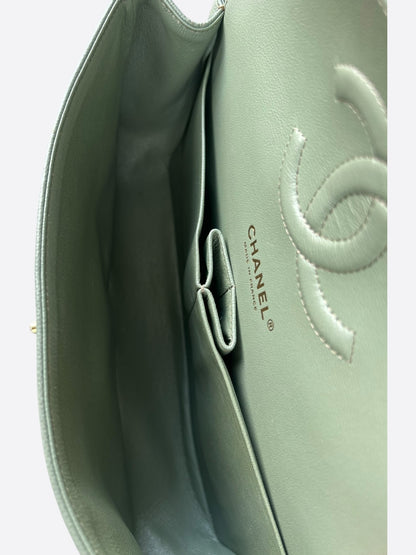 Chanel Green Quilted Caviar Medium Flap Bag