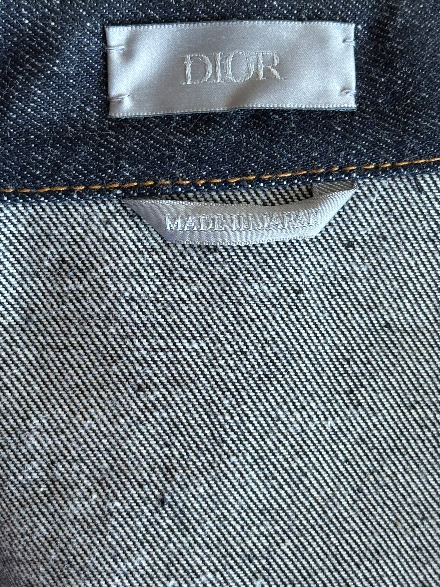Dior Sacai Blue & Black Embroidered Logo Denim Jacket