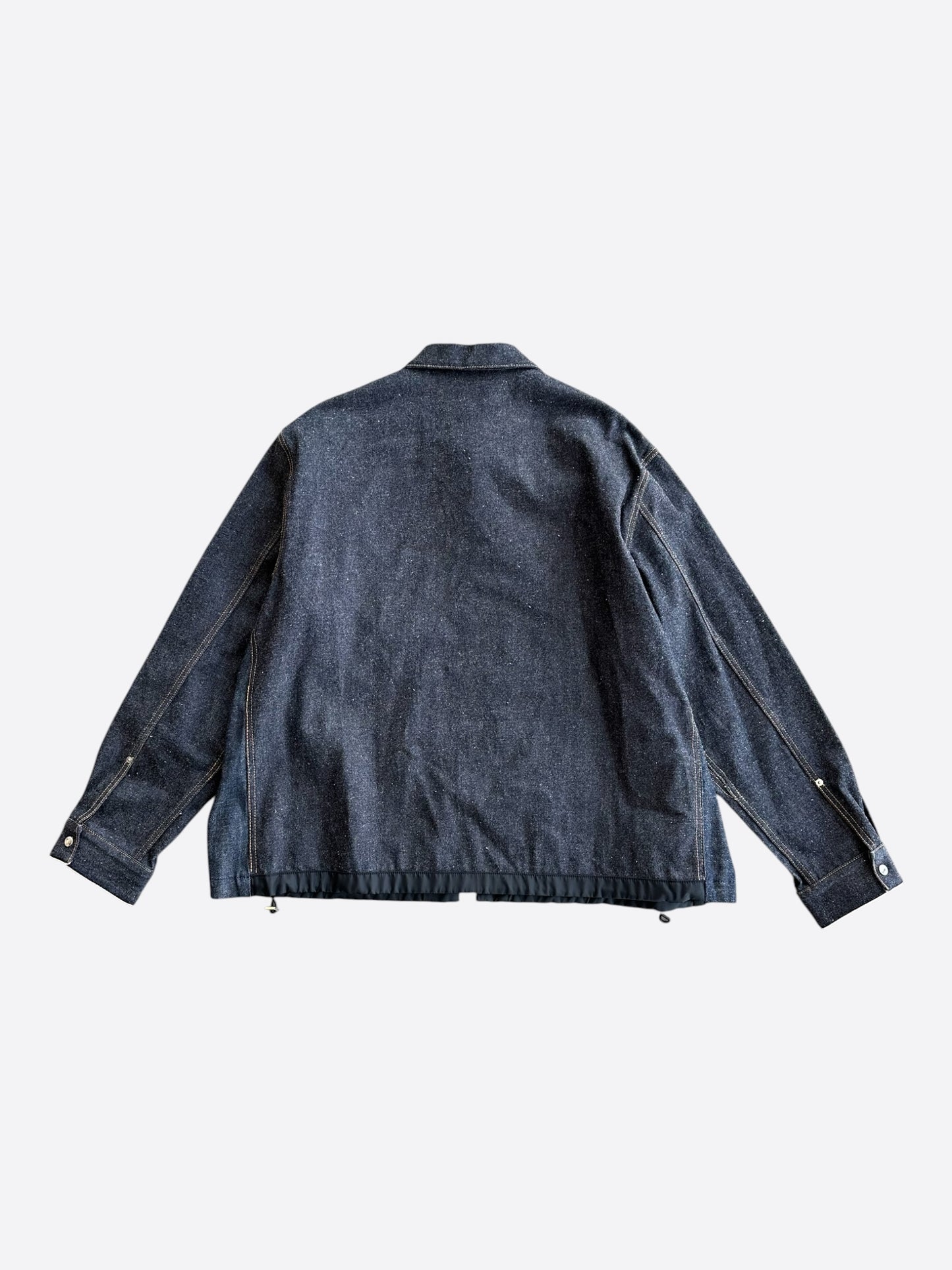 Dior Sacai Blue & Black Embroidered Logo Denim Jacket