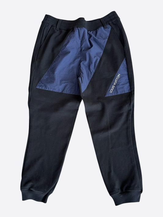 Louis Vuitton Black & Blue Logo Panelled Sweatpants