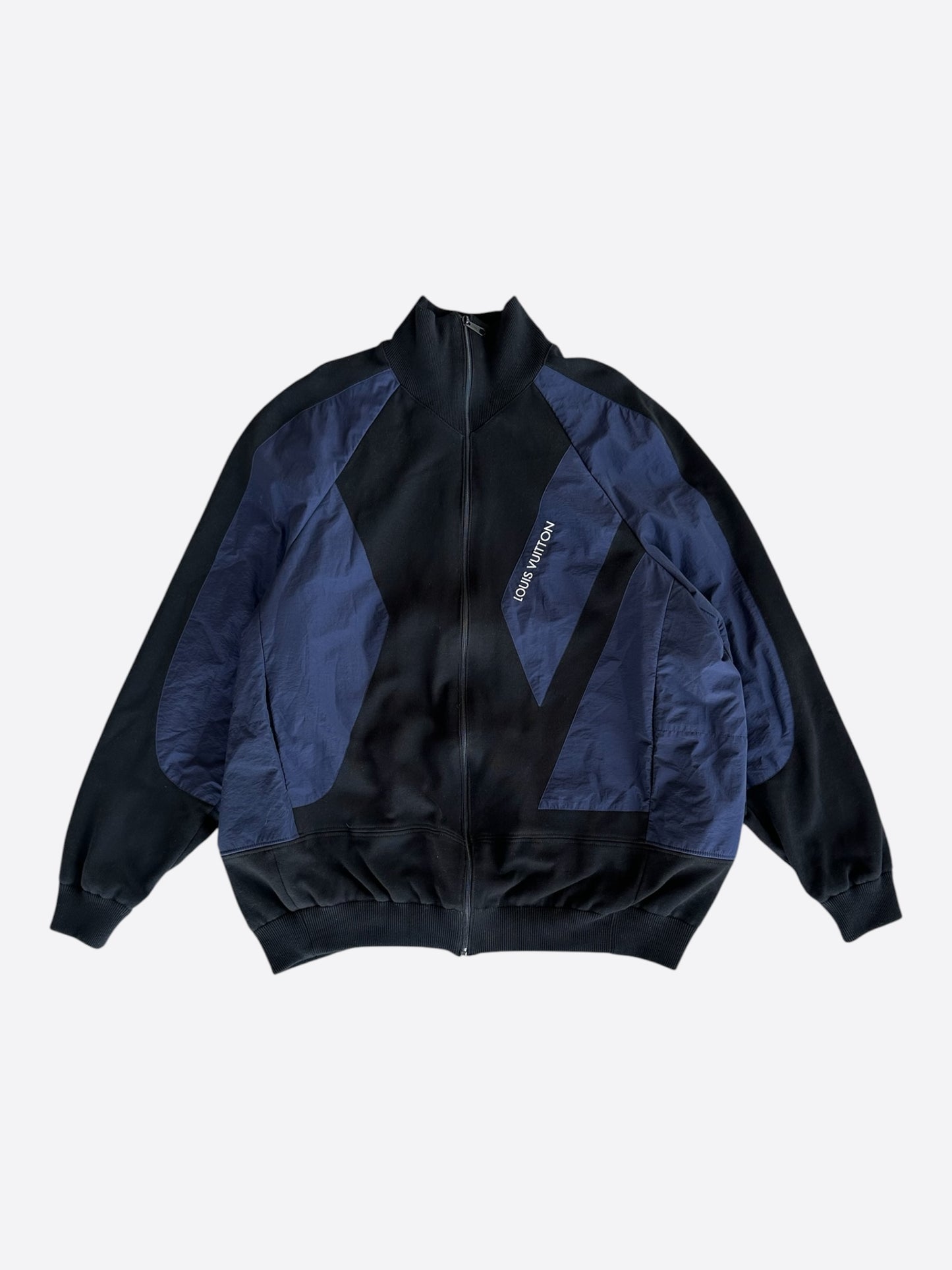 Louis Vuitton Black & Blue Logo Panelled Track Jacket