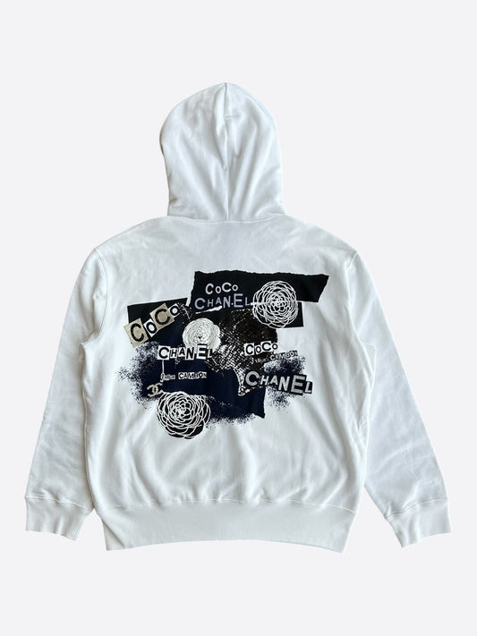 Chanel Black White & Black Graffiti Graphic Zip Up Hoodie