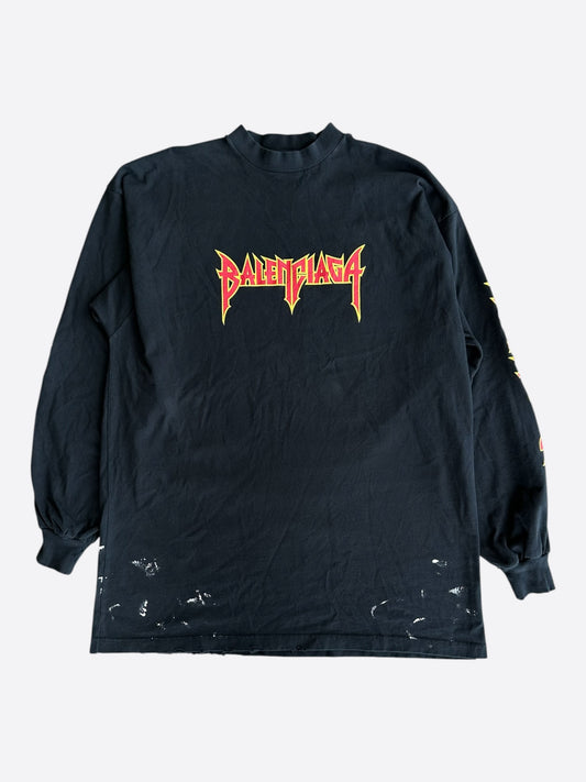 Balenciaga Black & Red Metal Logo Longsleeve T-Shirt