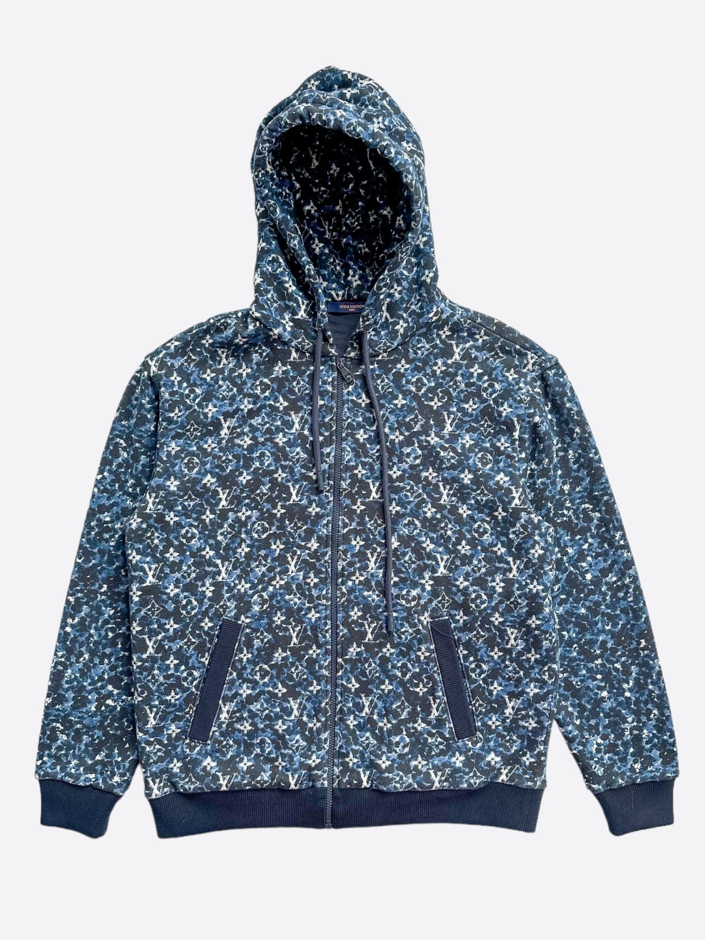 Louis Vuitton Blue Pointillism Monogram Zip Up Hoodie