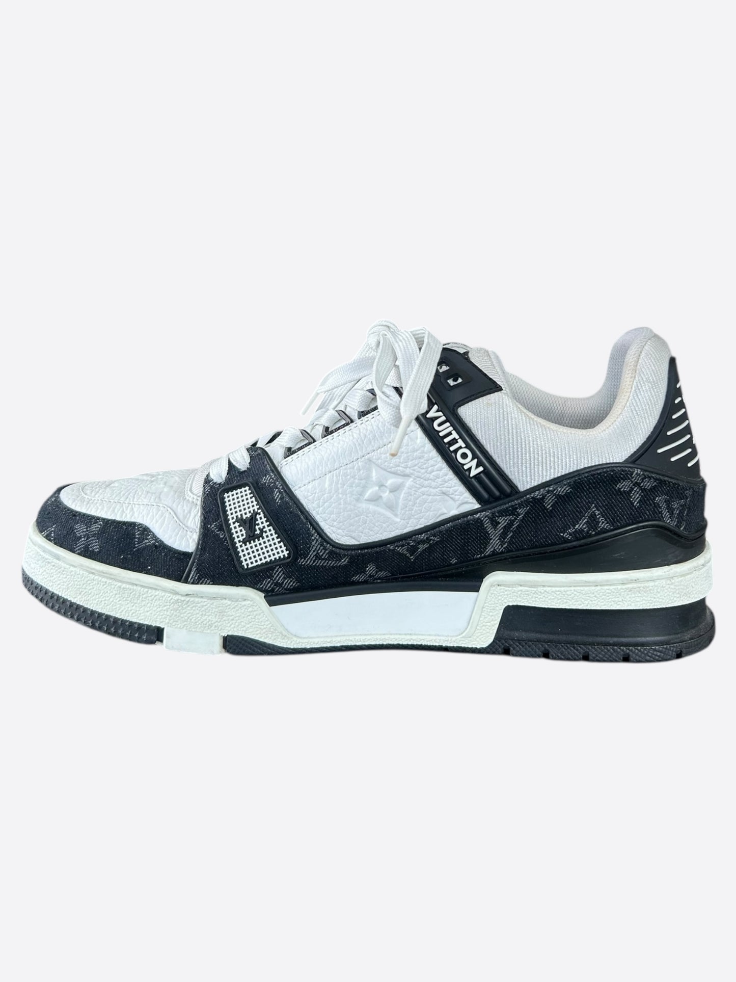 Louis Vuitton Black & White Denim Monogram Trainers