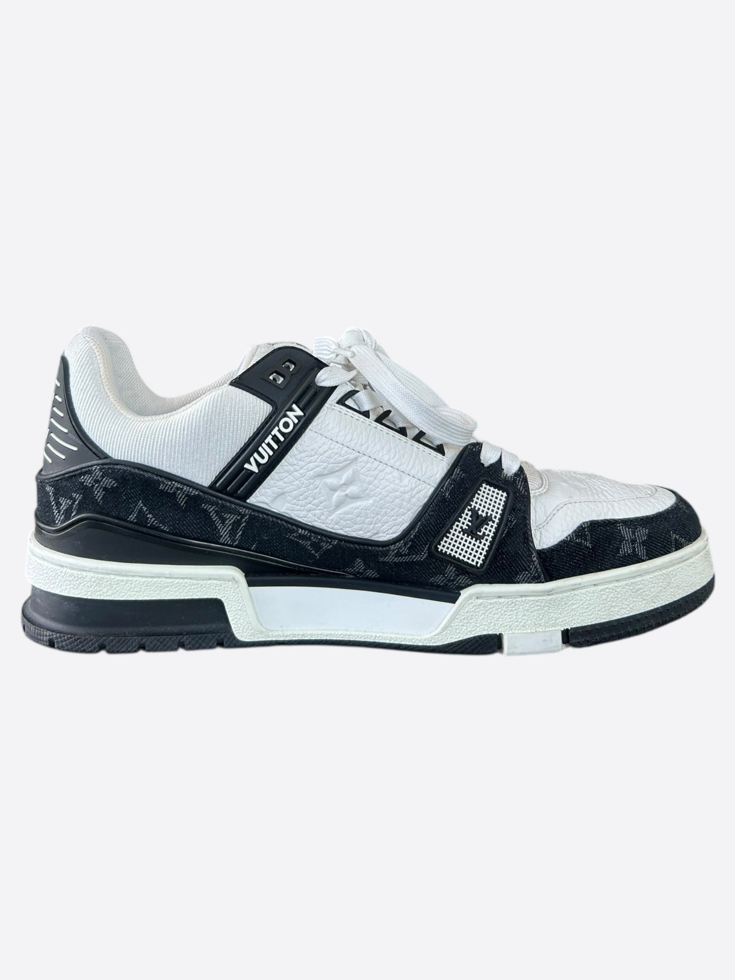 Louis Vuitton Black & White Denim Monogram Trainers