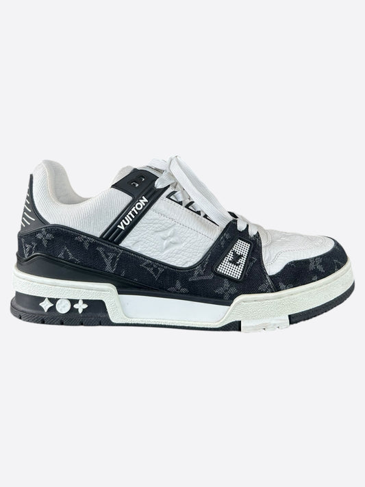 Louis Vuitton Black & White Denim Monogram Trainers