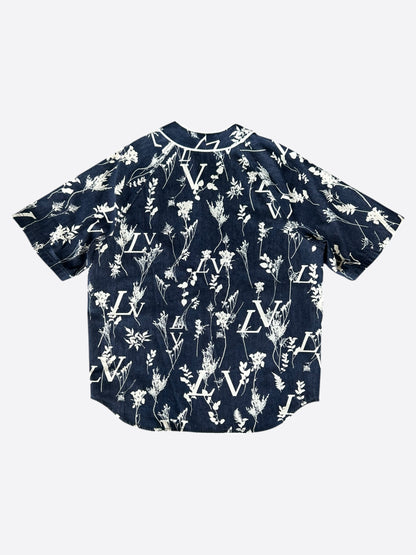 Louis Vuitton Navy & White Leaf Baseball Jersey