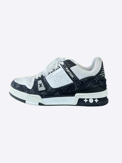 Louis Vuitton Black & White Denim Monogram Trainers