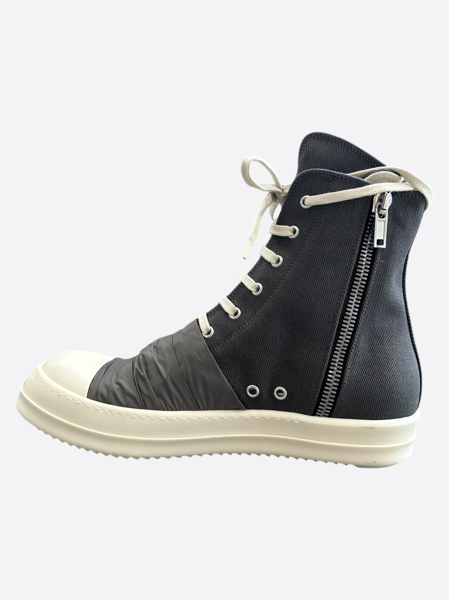 Rick Owens Black & White Hustler High Top Sneakers