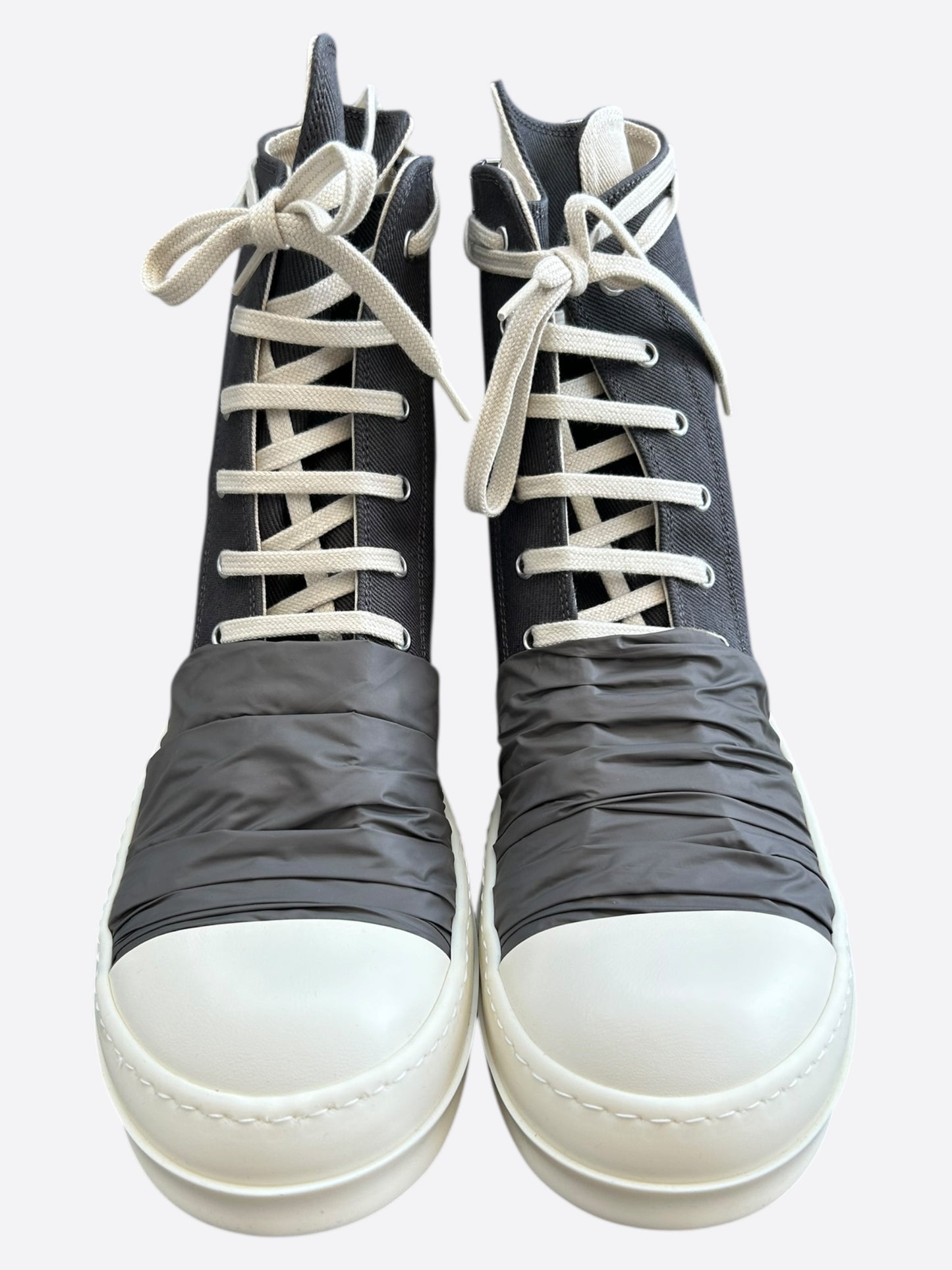 Rick Owens Black & White Hustler High Top Sneakers