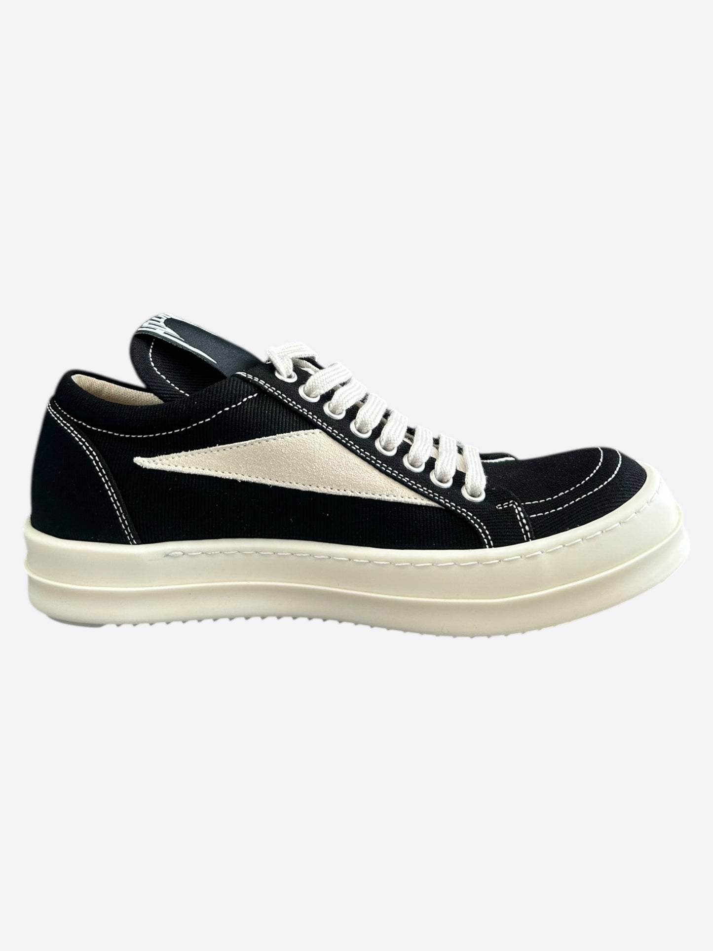 Rick Owens Black & White Hollywood Vintage Women's Low Top Sneakers