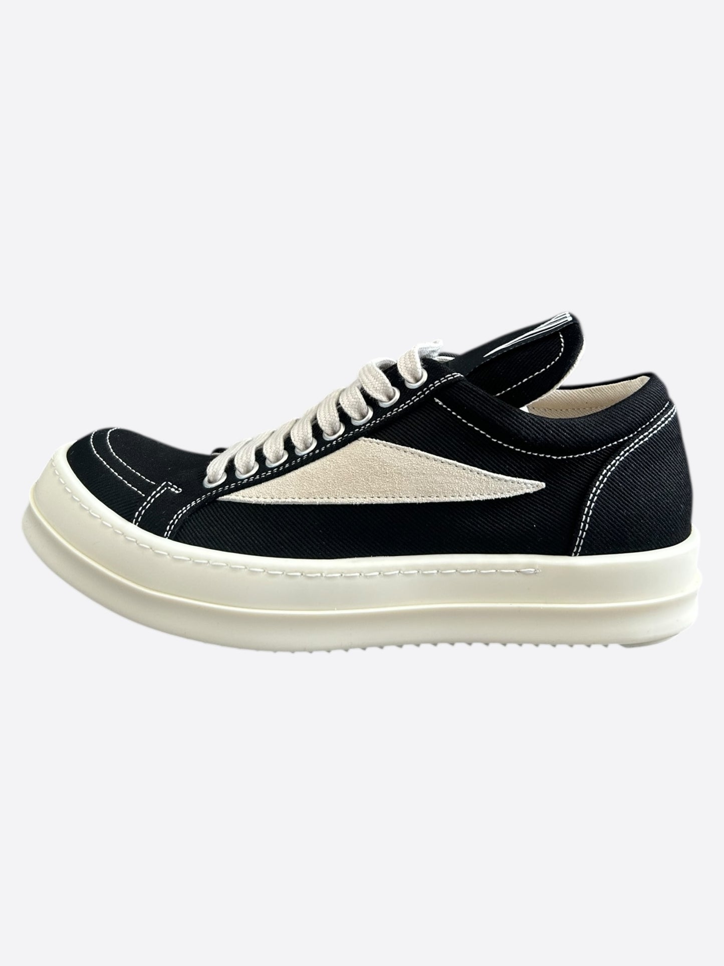 Rick Owens Black & White Hollywood Vintage Women's Low Top Sneakers