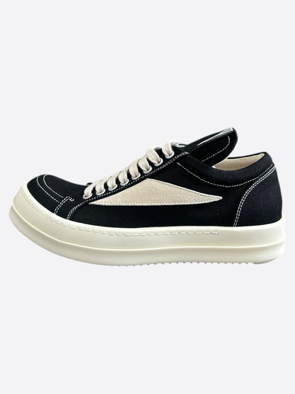 Rick Owens Black & White Hollywood Vintage Women's Low Top Sneakers