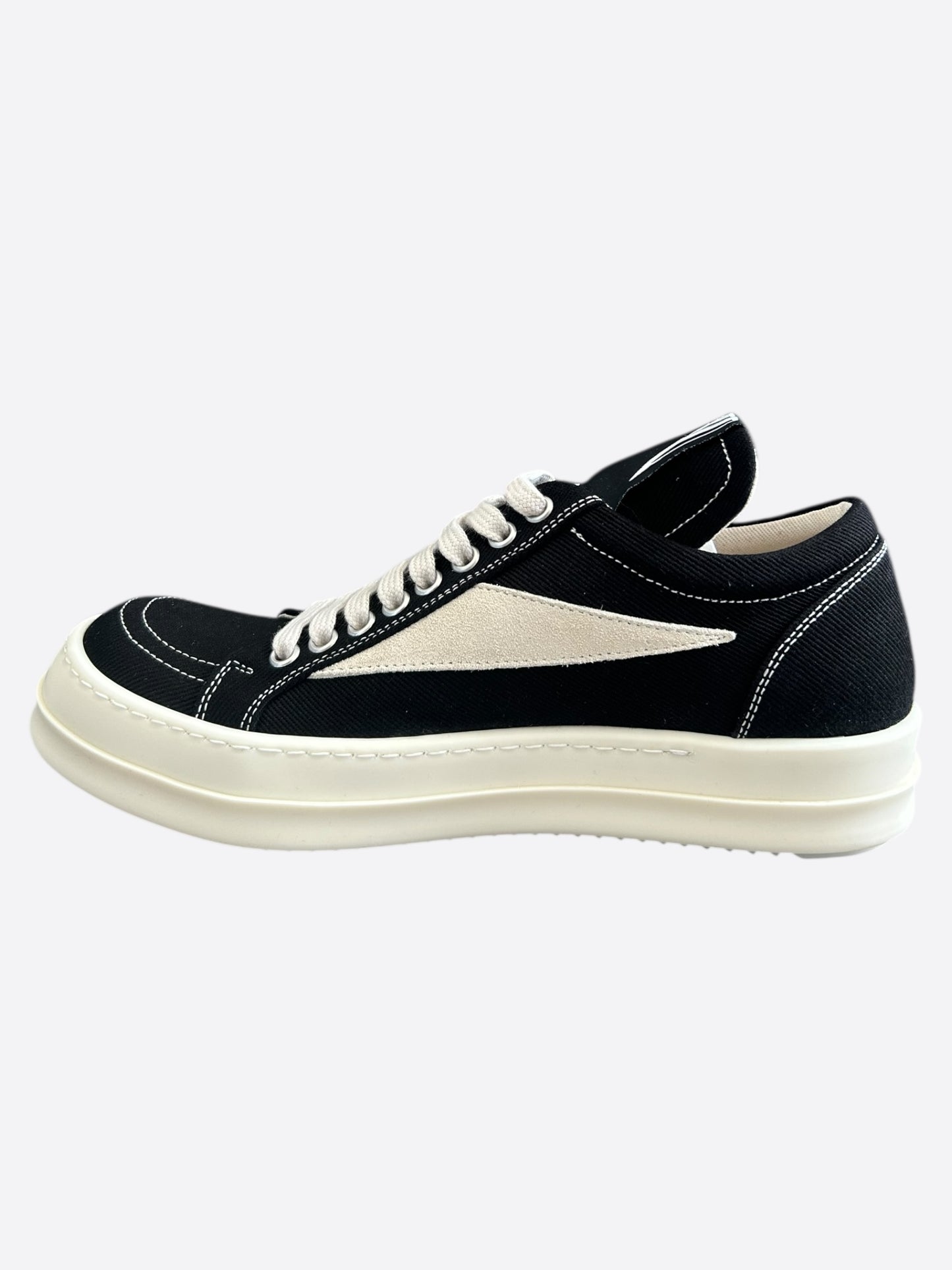 Rick Owens Black & White Hollywood Vintage Women's Low Top Sneakers