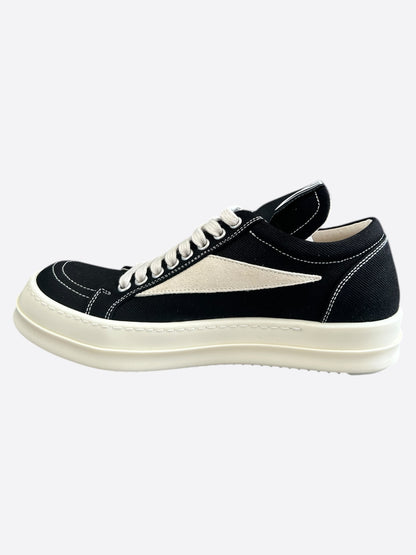 Rick Owens Black & White Hollywood Vintage Women's Low Top Sneakers