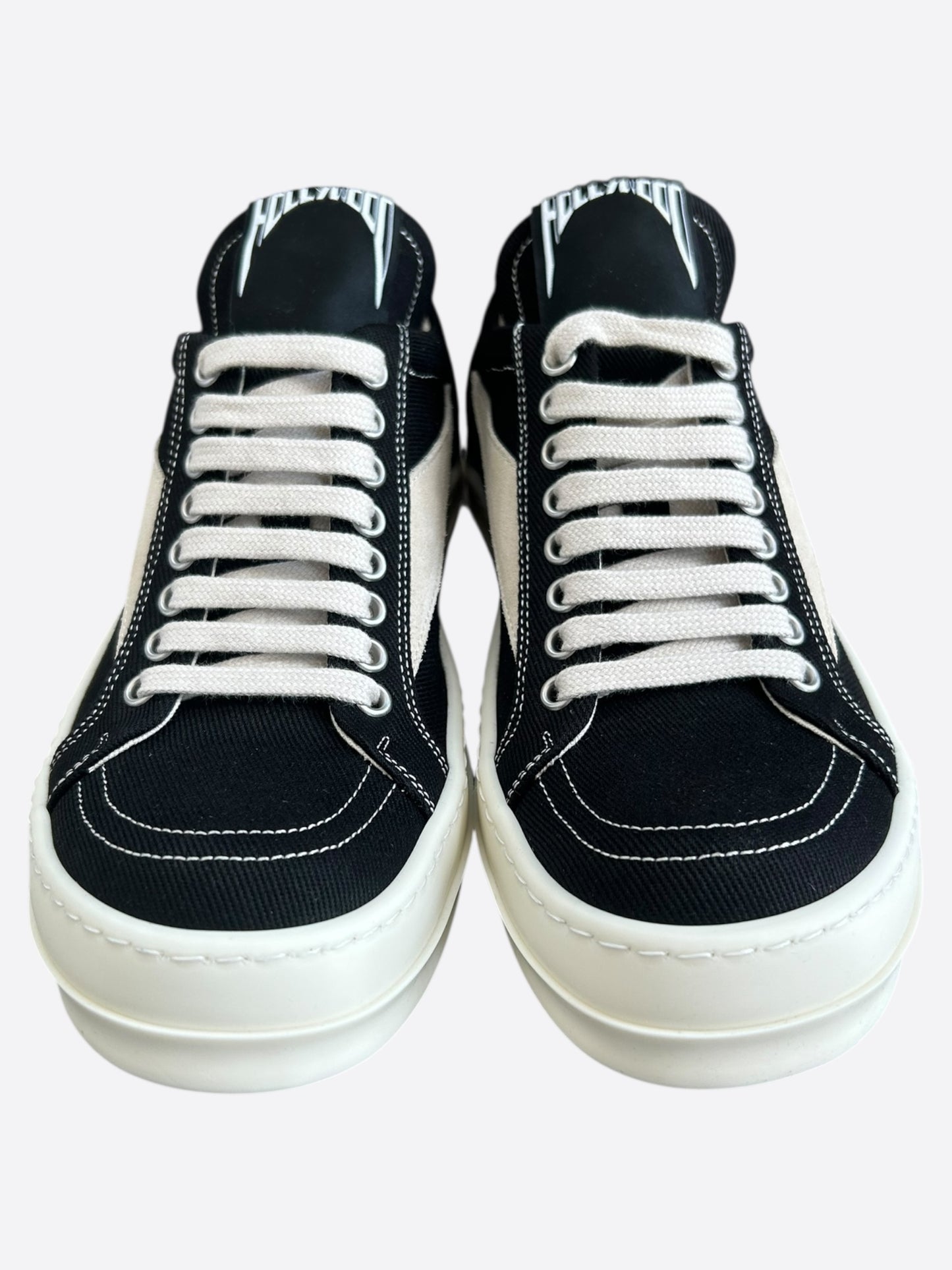 Rick Owens Black & White Hollywood Vintage Women's Low Top Sneakers