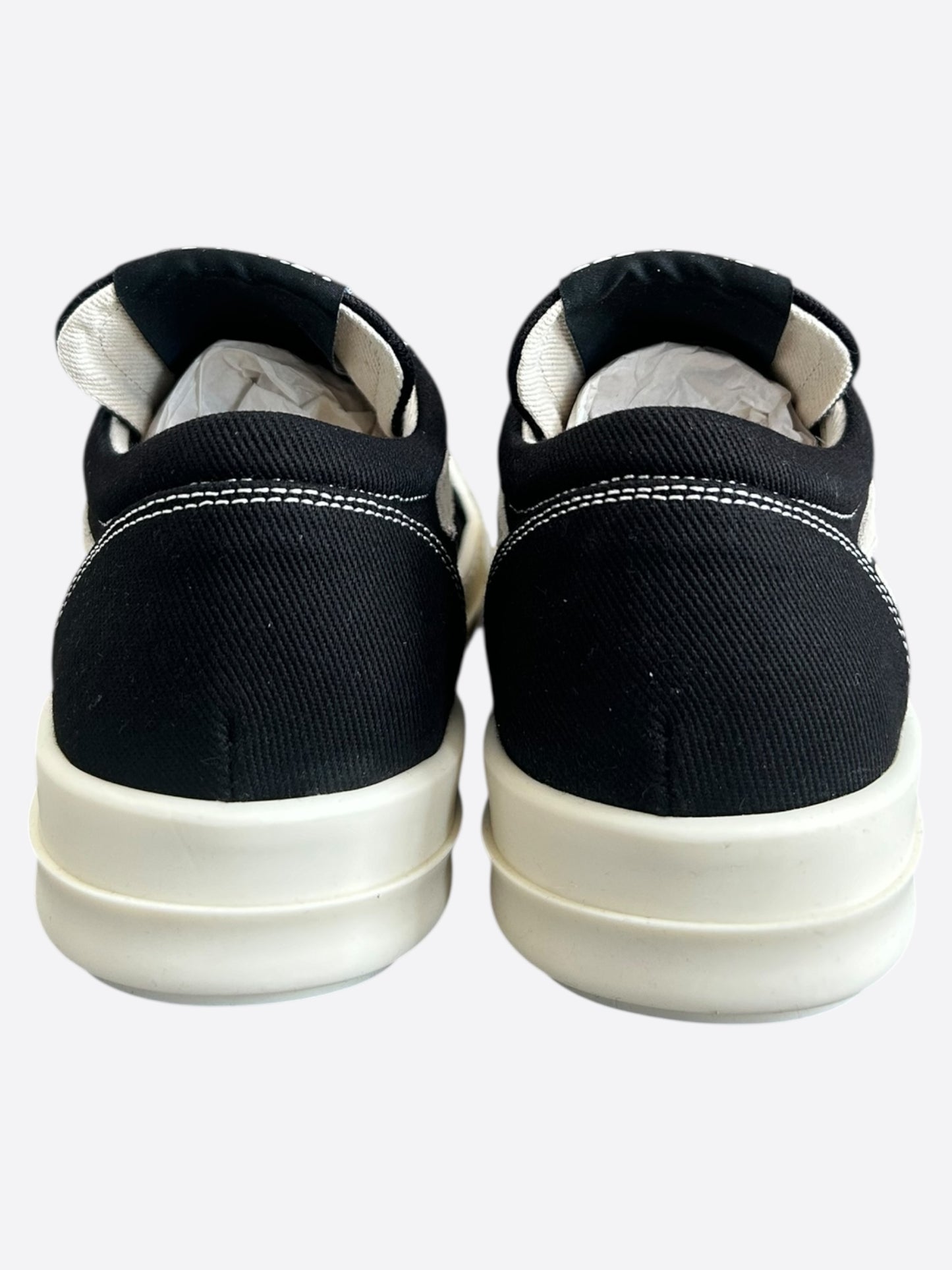 Rick Owens Black & White Hollywood Vintage Women's Low Top Sneakers