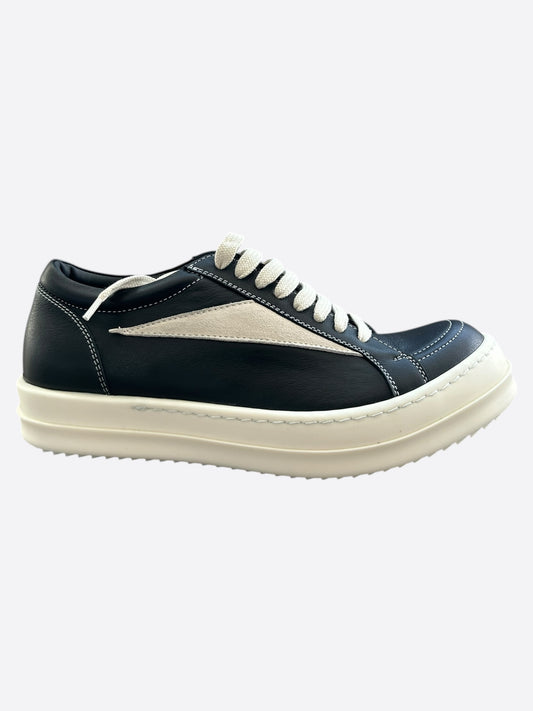 Rick Owens Black & White Leather Vintage Women's Low Top Sneakers