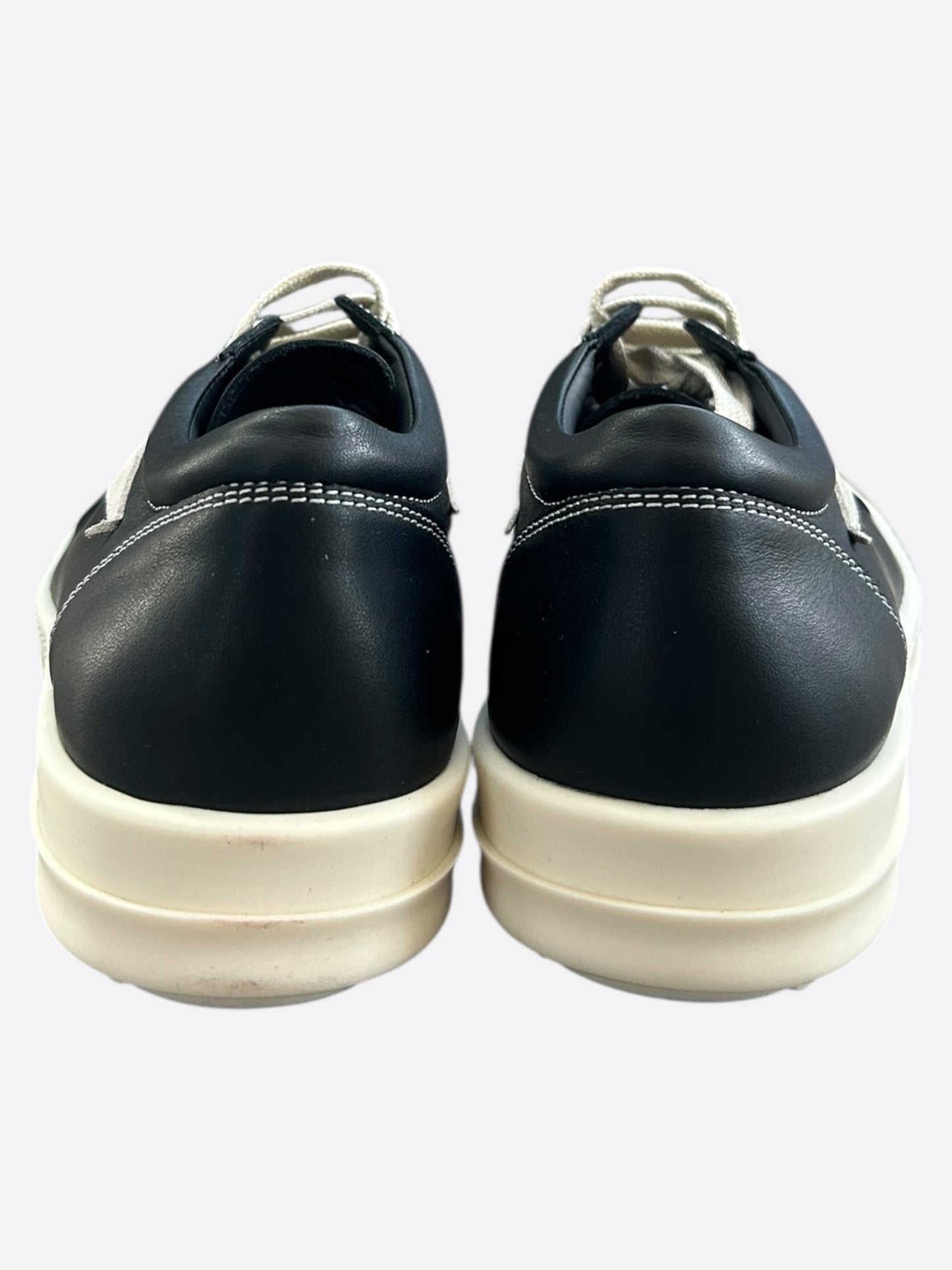 Rick Owens Black & White Leather Vintage Women's Low Top Sneakers