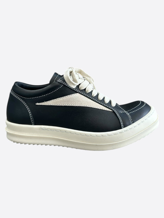 Rick Owens Black & White Leather Vintage Women's Low Top Sneakers