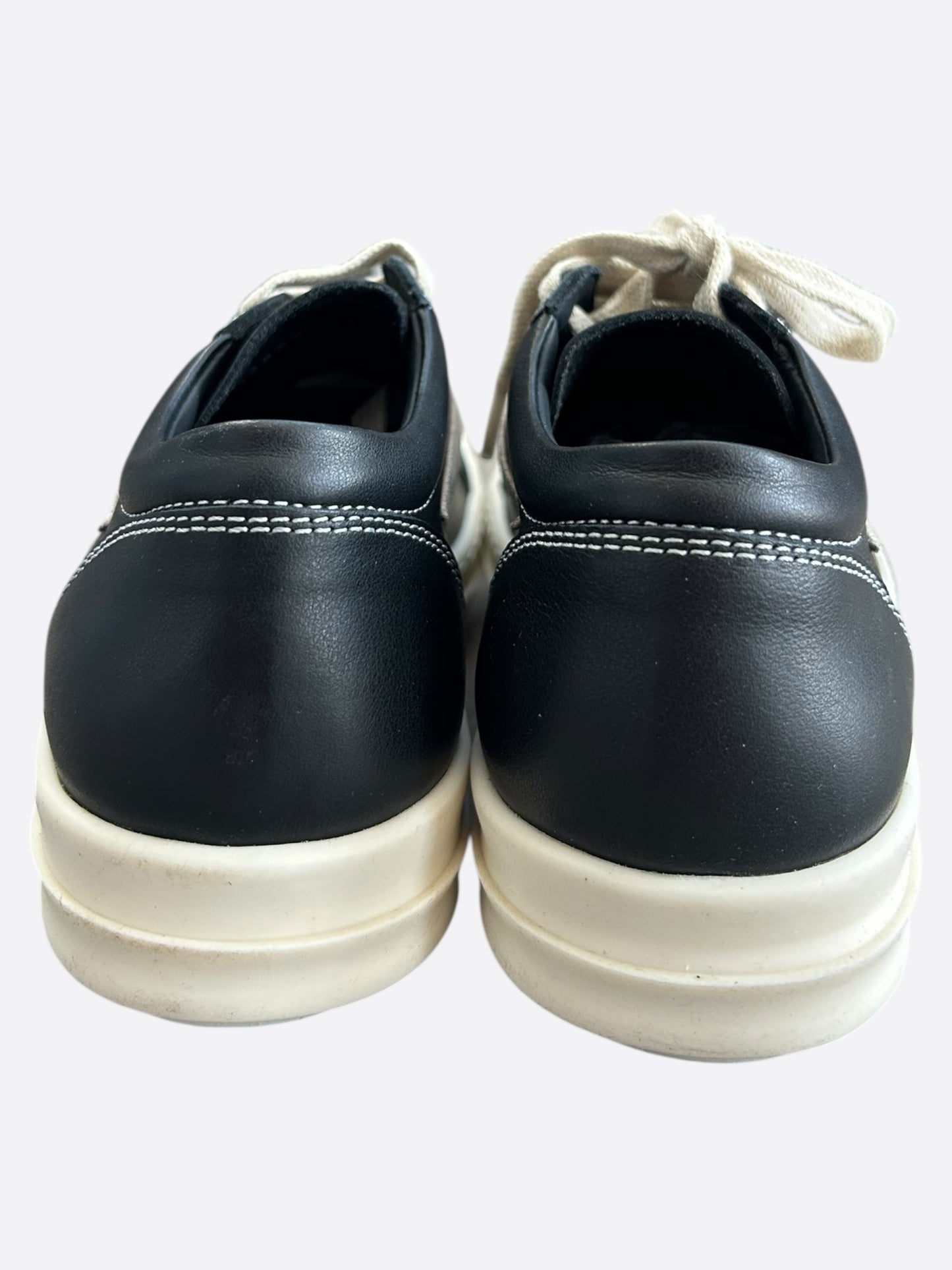 Rick Owens Black & White Leather Vintage Women's Low Top Sneakers