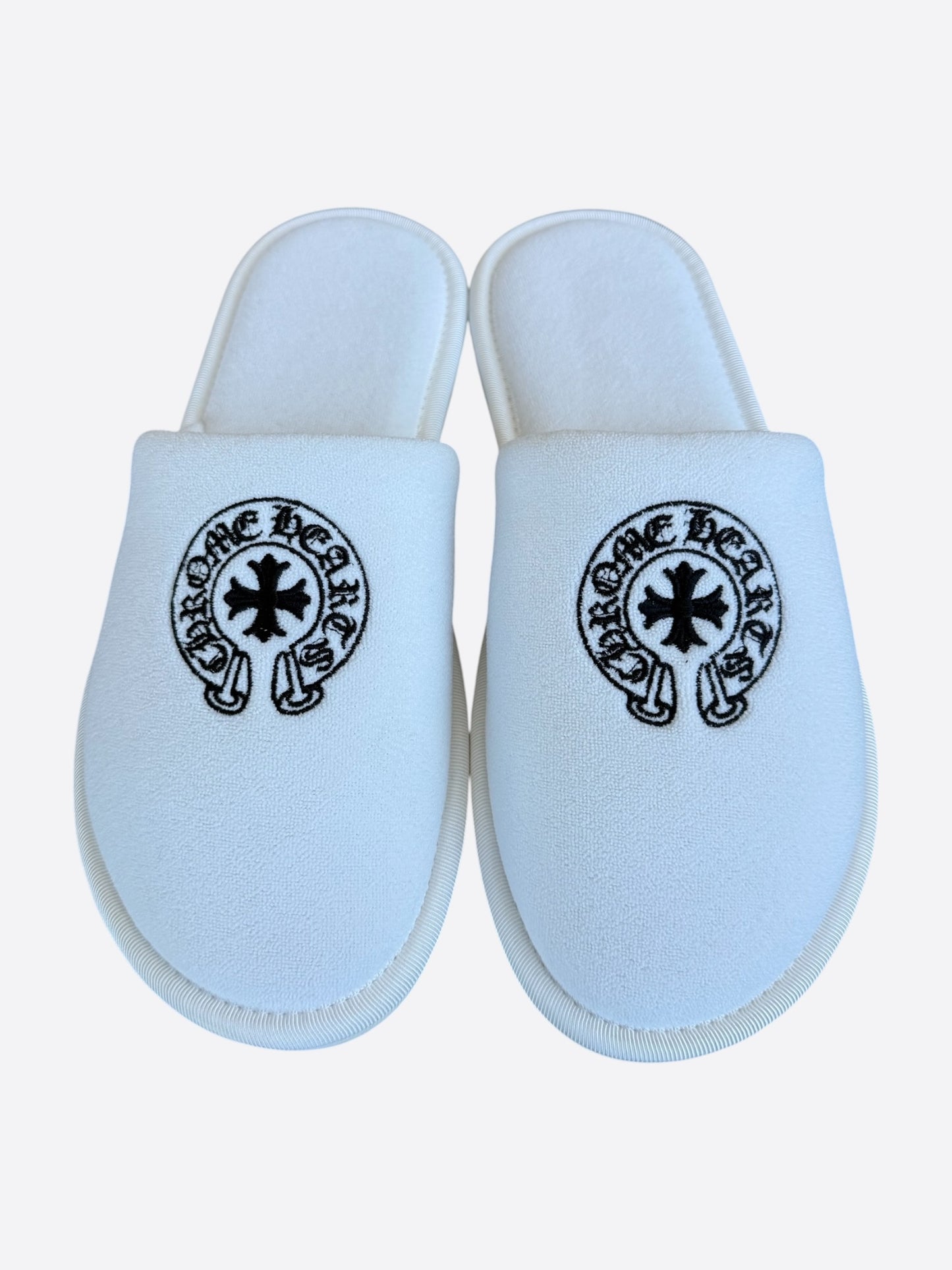 Chrome Hearts White & Black Horseshoe Logo Slippers