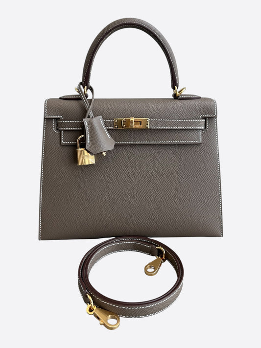 Hermes Etoupe Epsom Sellier & Gold Hardware Kelly 25