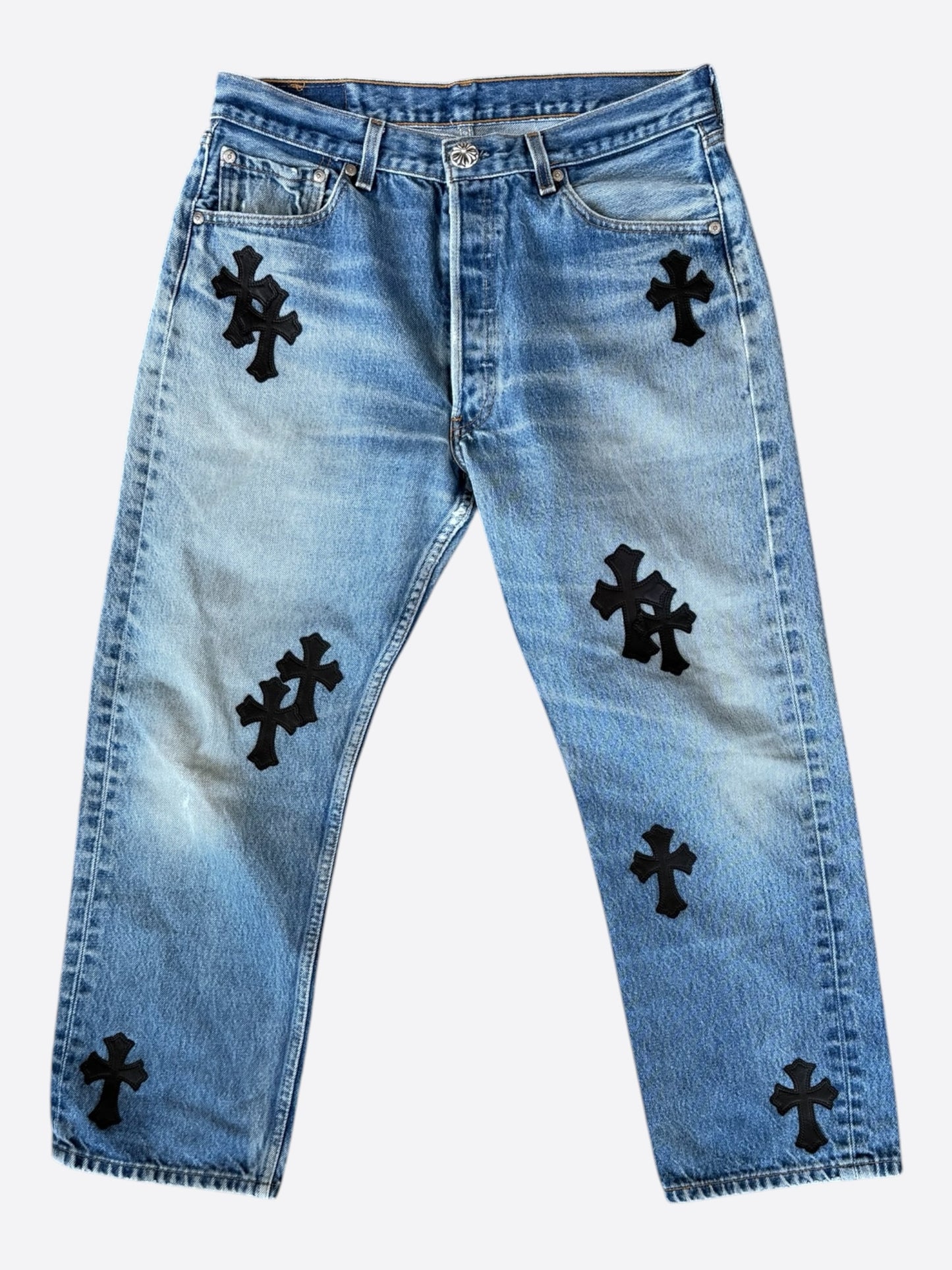 Chrome Hearts Levis Blue & Black Cross Patch Jeans
