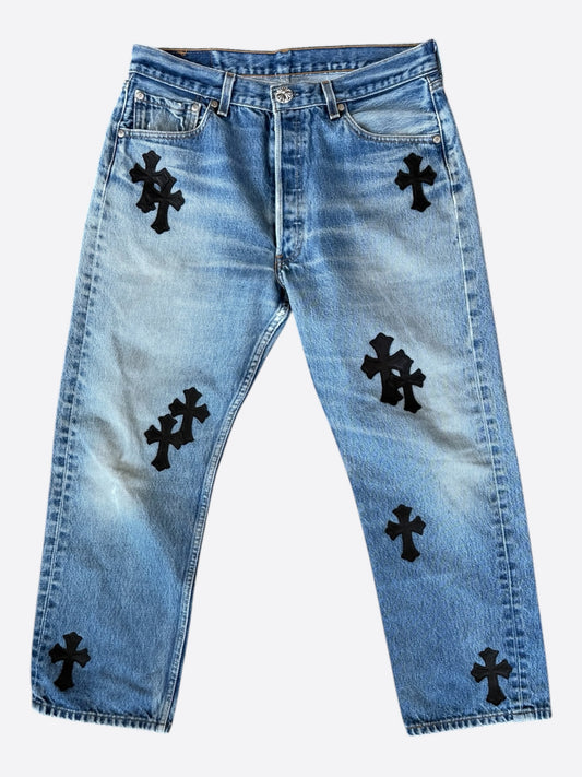 Chrome Hearts Levis Blue & Black Cross Patch Jeans