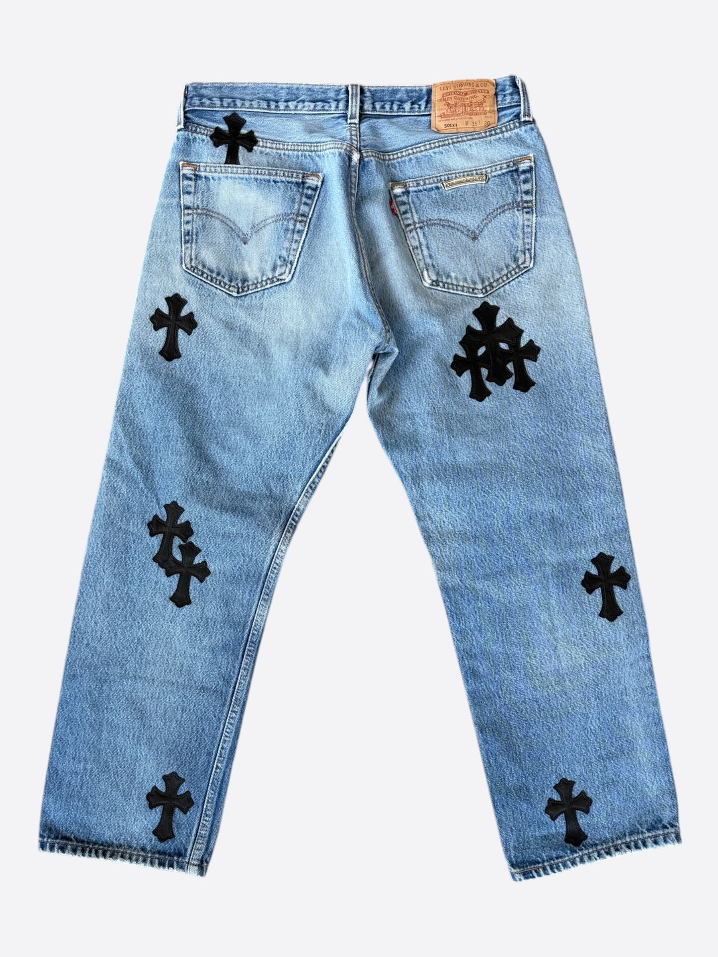 Chrome Hearts Levis Blue & Black Cross Patch Jeans