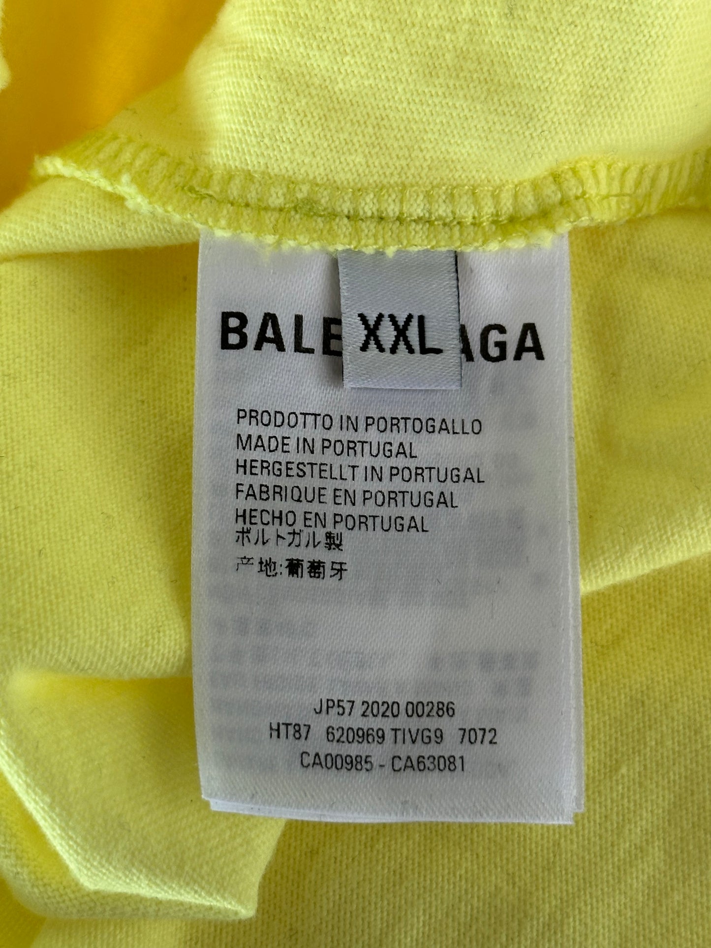Balenciaga Yellow & Black Crew Logo T-Shirt