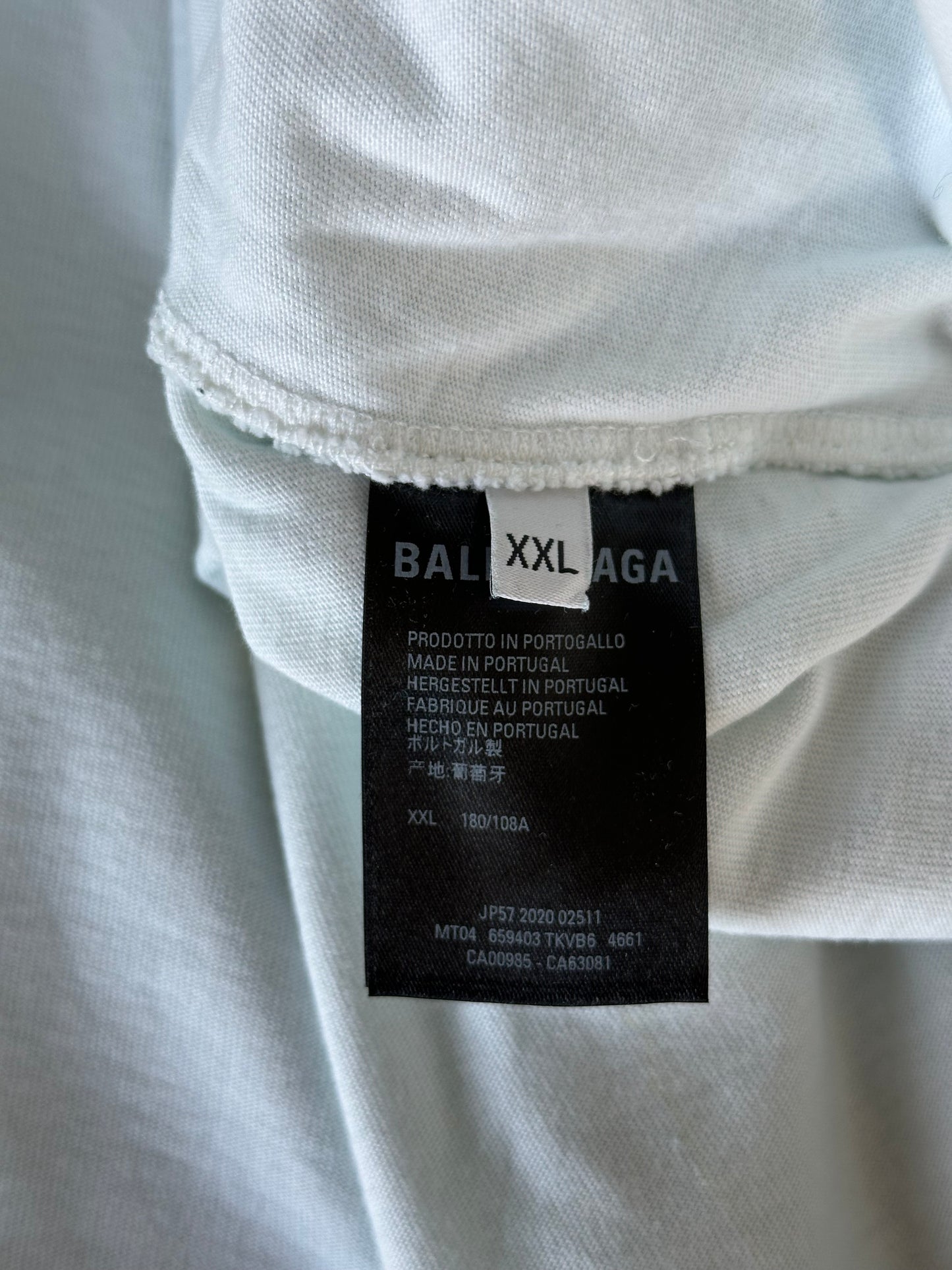 Balenciaga Turquoise & White Logo Distressed Hoodie