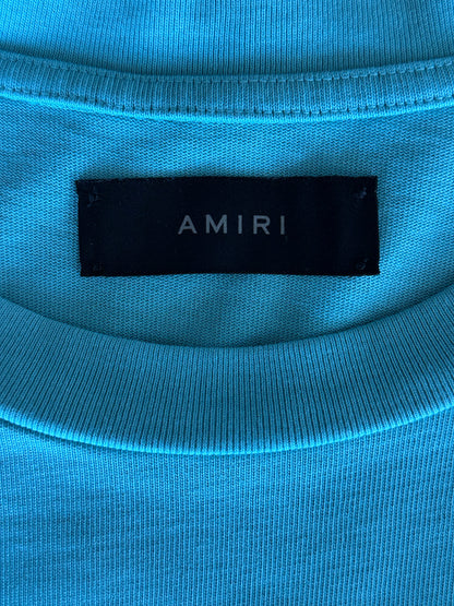 Amiri Blue & White Flocked Logo T-Shirt